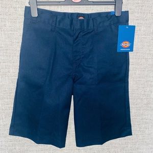 Dickies Classic Fit Boys Flat From Shorts Size 16 Navy Blue Straight Leg